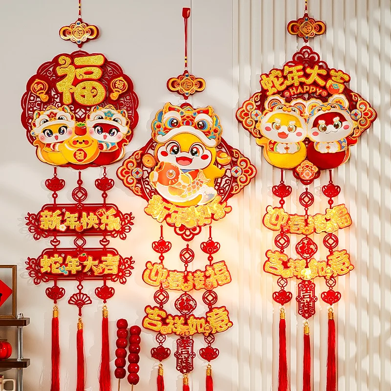 Decorações de ano novo chinês 2025 ano novo lunar pendurado borlas ornamento festival de primavera decoração tradicional da porta de casa