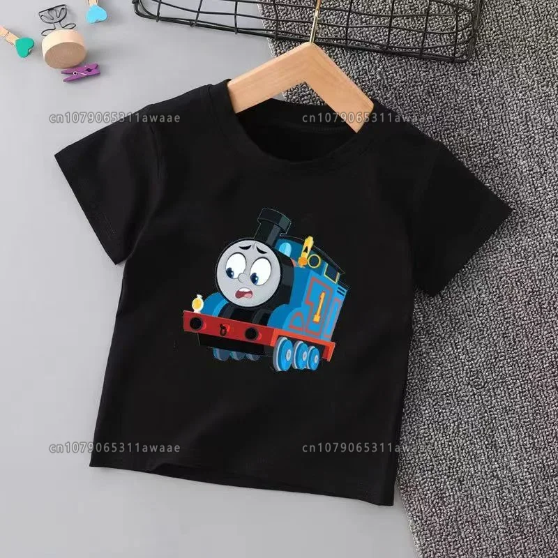 100% Cotton Child\'s Clothing Cartoon Train Print Children T-shirt Boys Girls High Quality T Shirt Kids Tee Summer Casual Tops