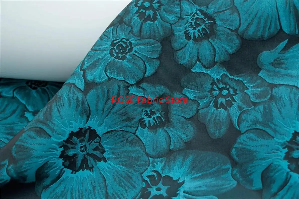 1 meter Oil Painting Style Large Flower 3d Texture Jacquard Fabric for Suit Cheongsam Dress Diy Sewing