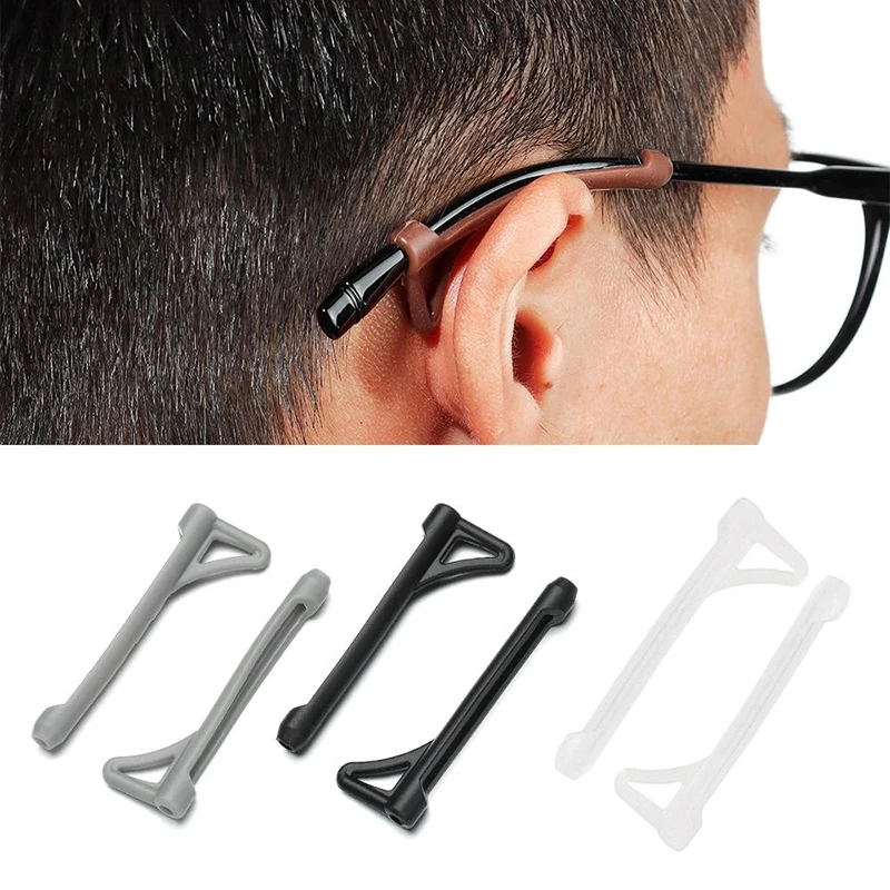 2 Pairs Glasses Accessories Invisible Ear Hooks Tip Eyeglasses Grip Anti Slip Temple Holder Silicone Cover