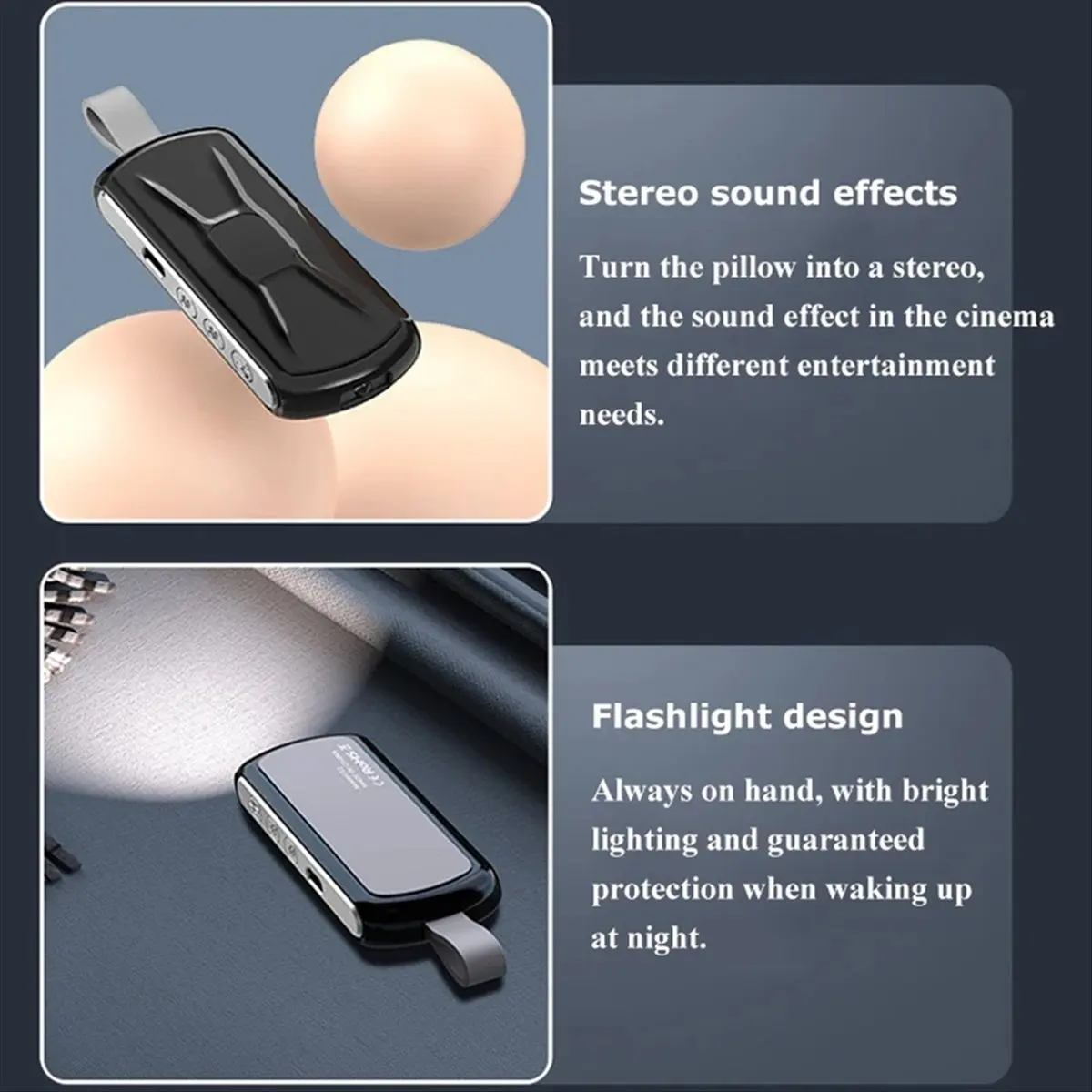 Wireless Bone Conduction Speaker Bluetooth Under Pillow Noise Reduction Speaker Stereo Music Player Flashlight Sleep