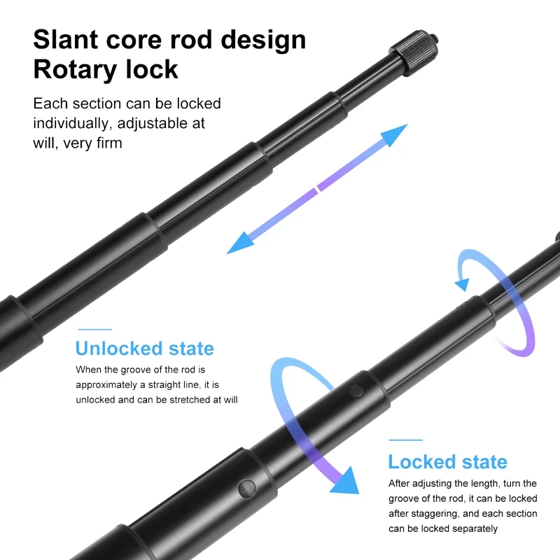73.5Cm Metal Selfie Stick Monopod With Invisible Adapter Base & Screw For Insta360 One RS / X2 / X3