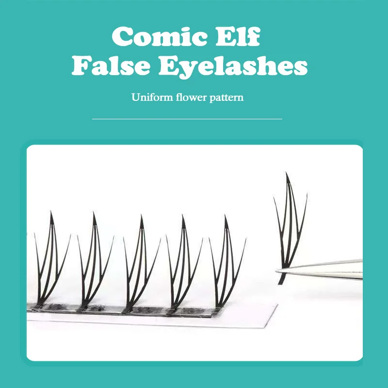 ELUVY DIY 既成ファンまつげエクステンションフォックススパイアコミックエルフ形状まつげエクステンションフェザースパイア形ブルームナチュラルソフト