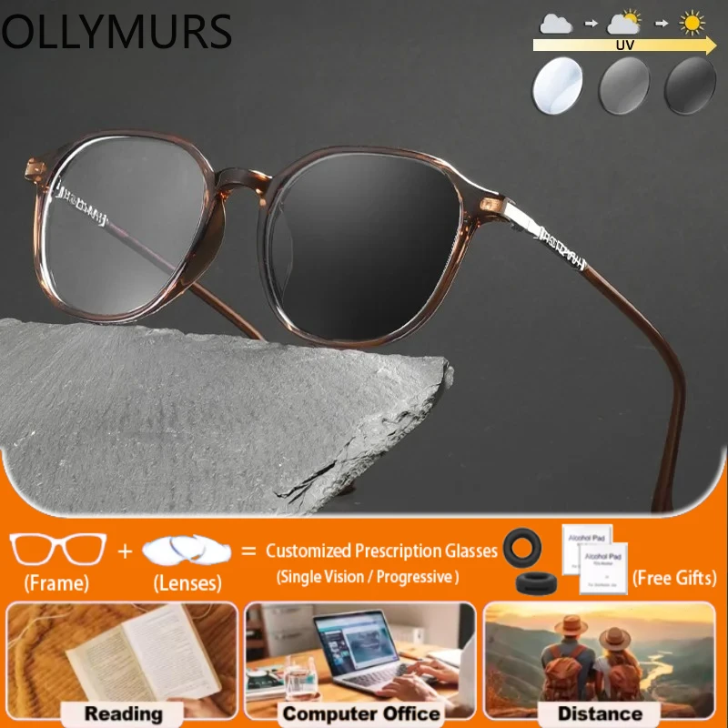 

Очки Ollymurs (M) высокого качества с полигональной оправой, женские, с фильтром синего света, фотохромные, прогрессивные, для чтения, с диоптриями