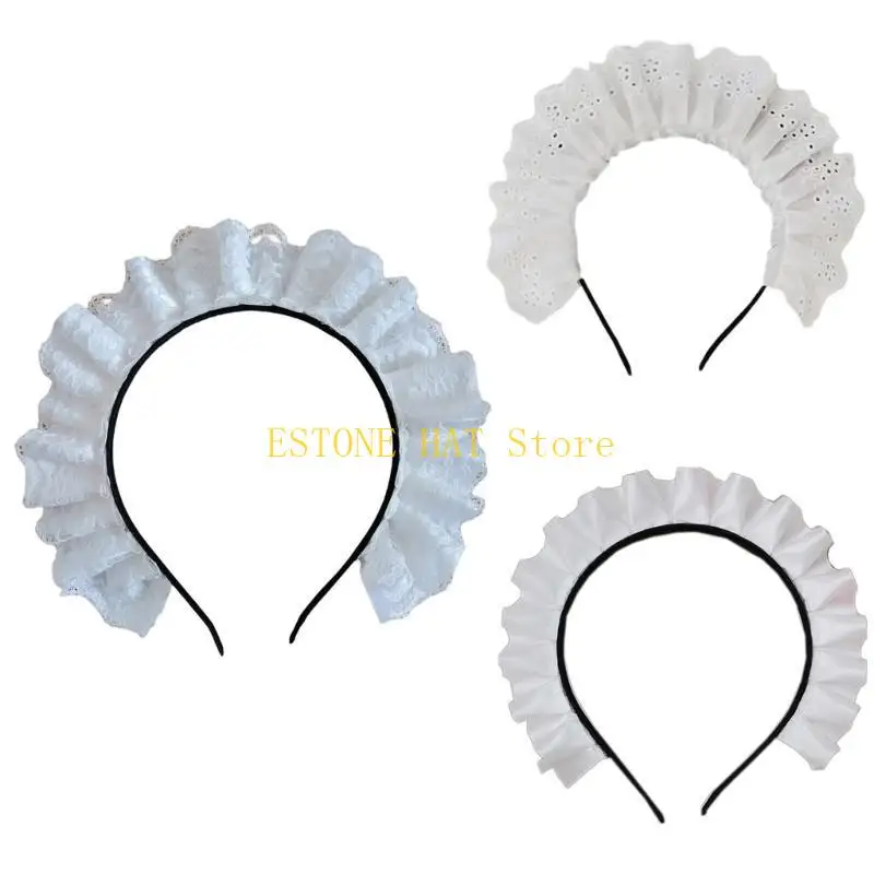 49mf Bandons en dentelle plissée délicate fille prenant une photo Hoop Maid Costume Tool