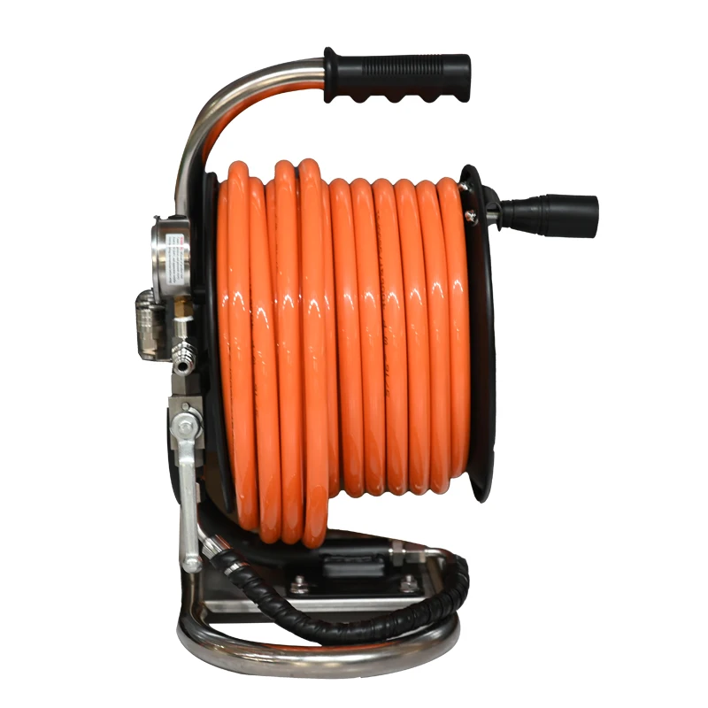 

30m 60m Pressure Washer Rubber WIre Hose Manual Hose Reel With Sewer Cleaning Hose