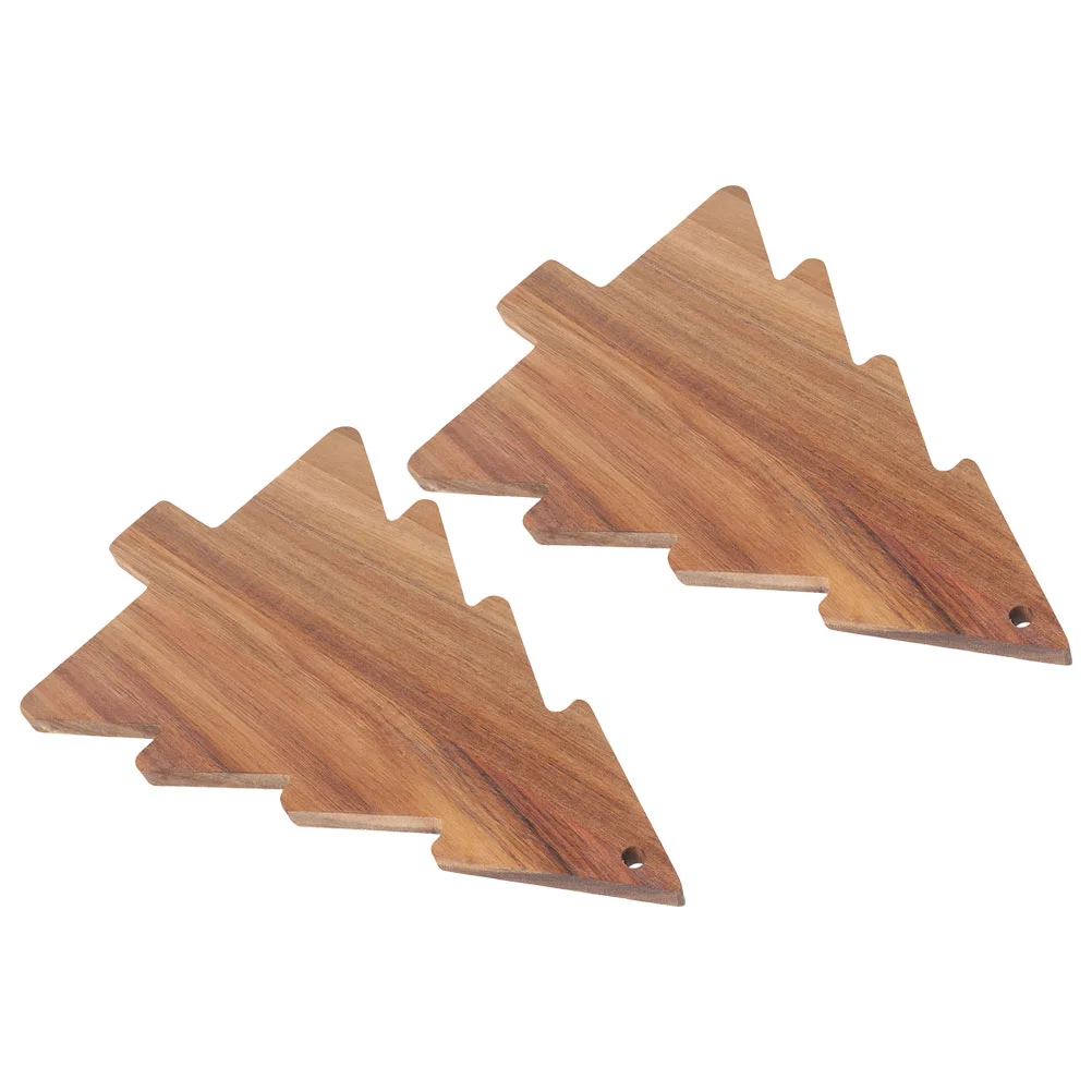 

2PCS Christmas Tree Chopping Wooden Serving Tray Charcuterie Kitchen Decorative Plate Festive Cutting Board Home Decorative Tray