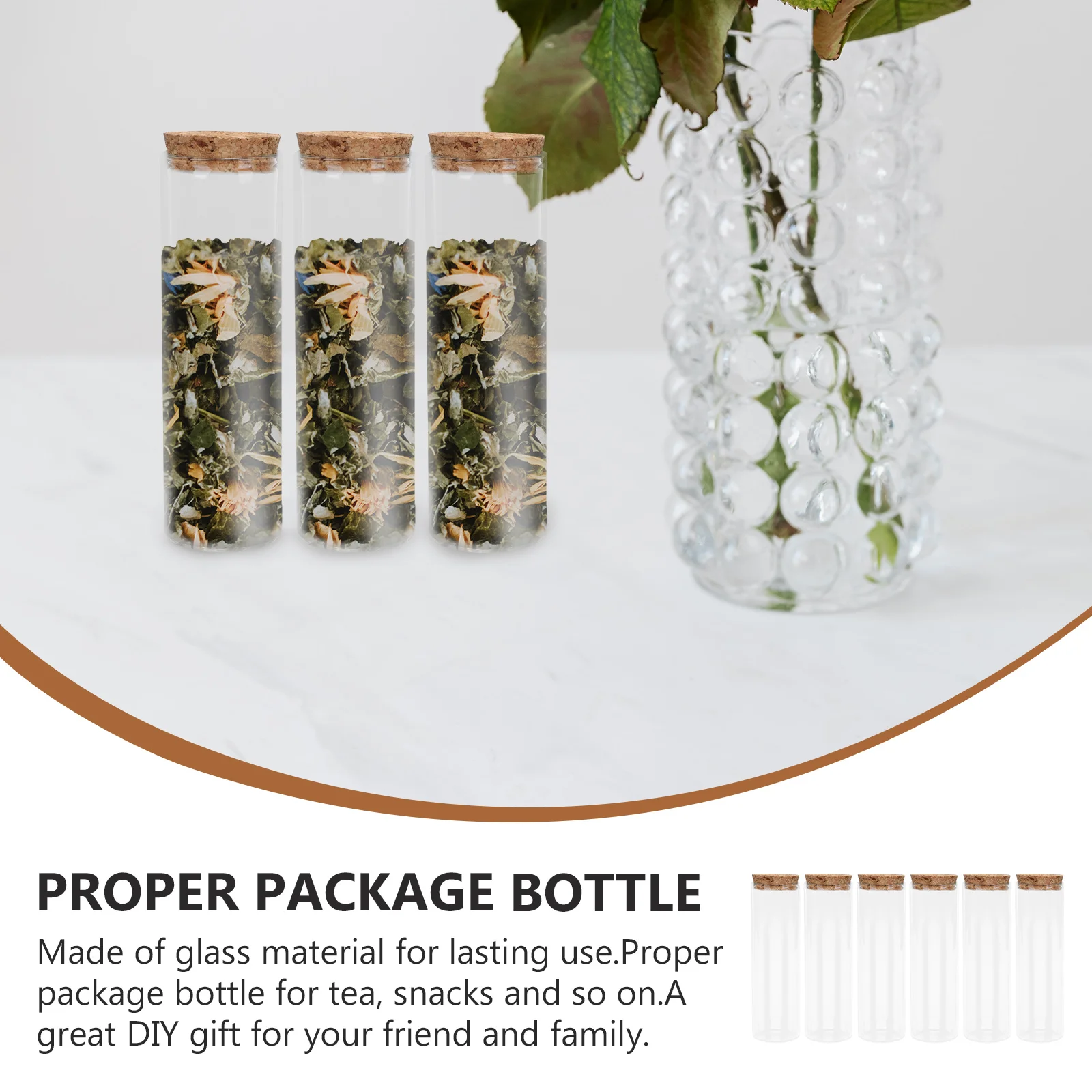 

6pcs Transparent Test Tubes With Cork Mini Storage Bottles For Diy Potpourri Jelly Balls Tea Snacks Decor Liquid Containers