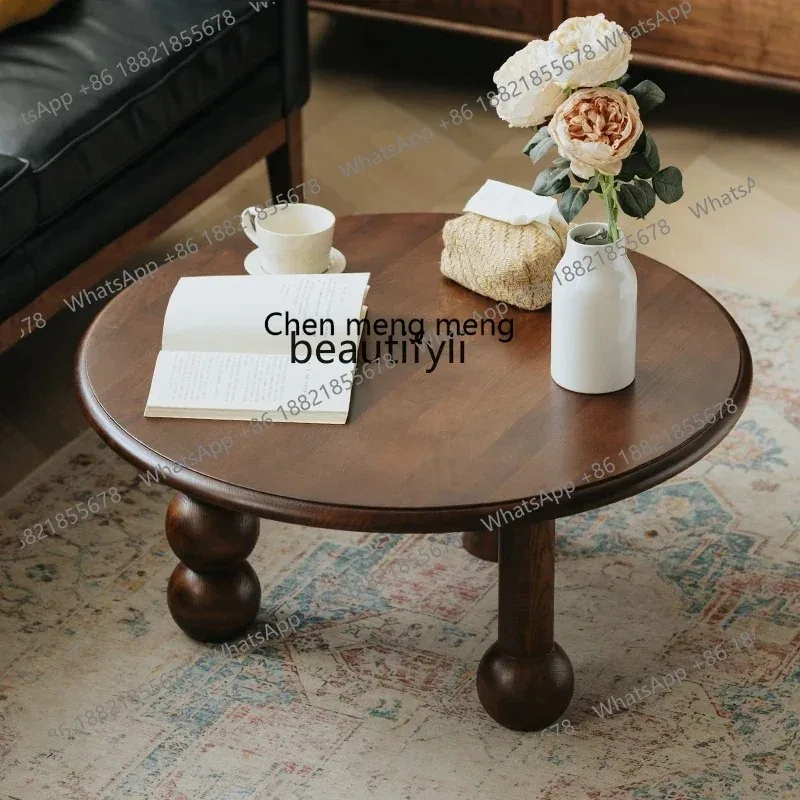 

A R Walnut room geometric coffee table French retro solid wood simple tea table small apartment round creative R