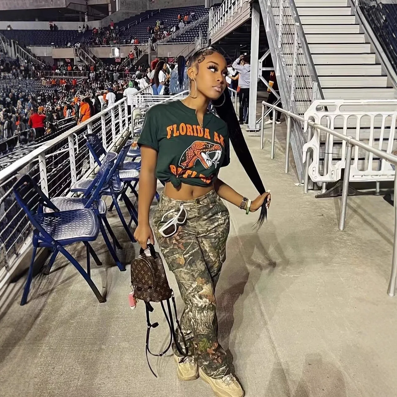 

Women Pants Print Capris Pocket Button Full Length Elastic Waist Slight Strech Straight Pants Loose Fit Streetwear 2025 Summer