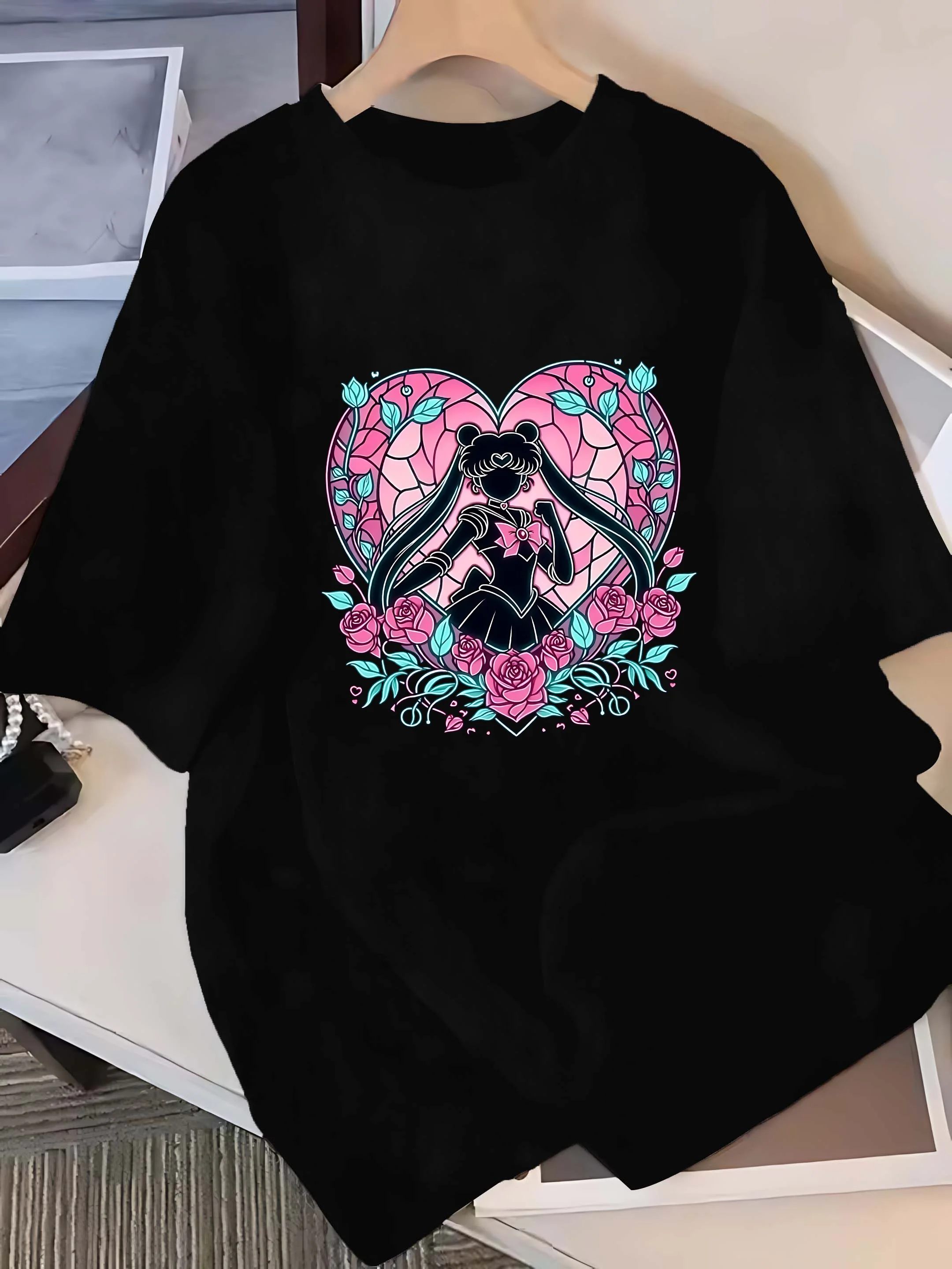 

Plus - Size Six Colour Classic Cartoon Character Graffiti Pattern - Soft and Comfortable Fabric - Y2k Casual Style