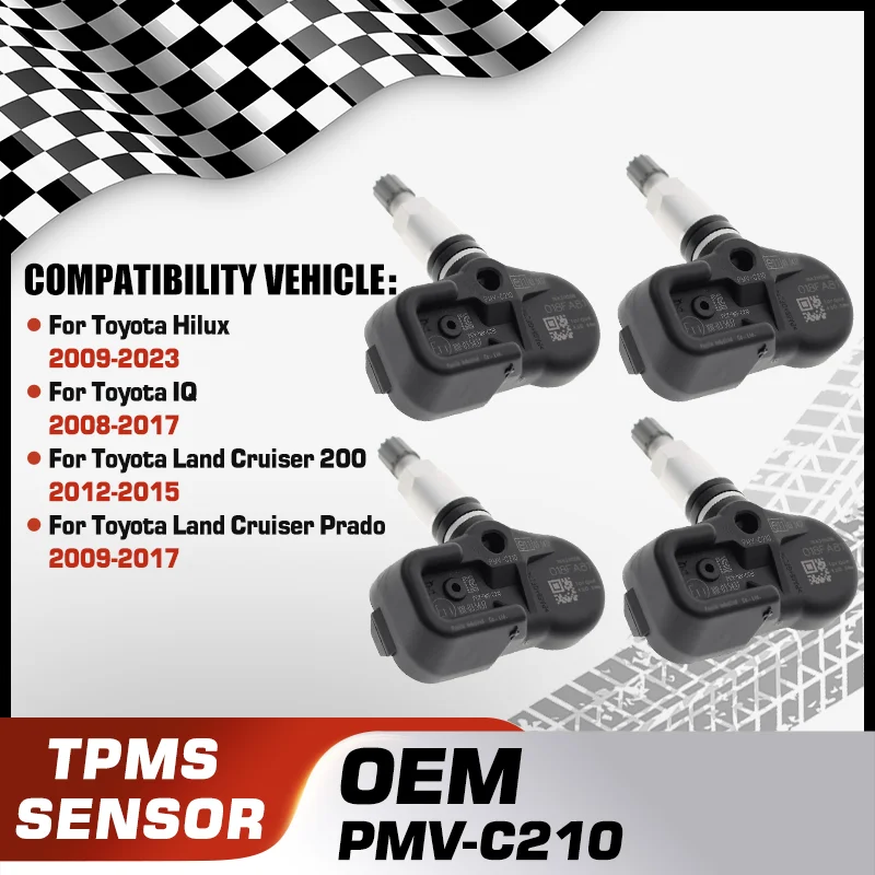 

PMV-C210 TPMS Tire Pressure Sensor For Toyota Hilux Toyota IQ Toyota Land Cruiser 200 Toyota Land Cruiser Prado PMV-C210 433 MHz