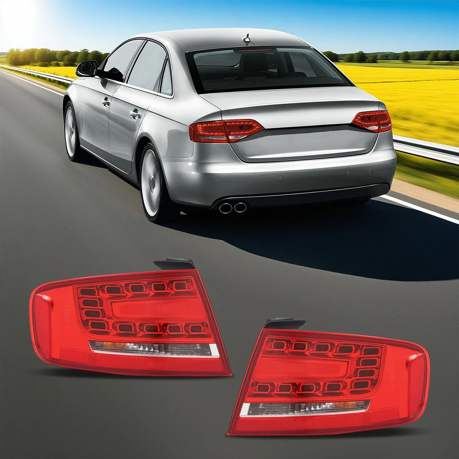 For Audi A4 S4 B8 Sedan 2009-2012 8K5945095K 8K5945093K Rear Outer Inner Side LED Tail Light Brake Lamp Taillight Assembly