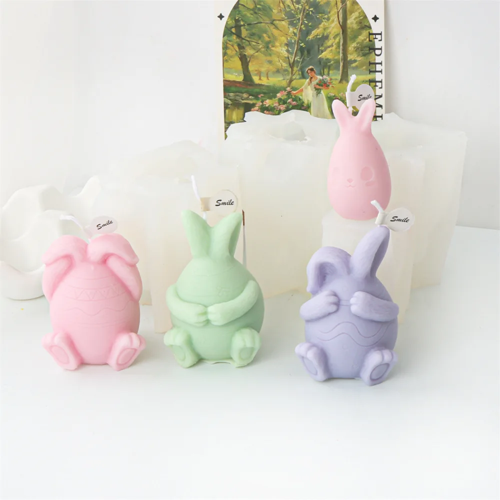 Ostern 3D Kaninchen Silikon Kerze Form DIY Osterei Kristall Dekor Tier Malerei Gips Geschenk Aromatherapie Kerze, Der Form