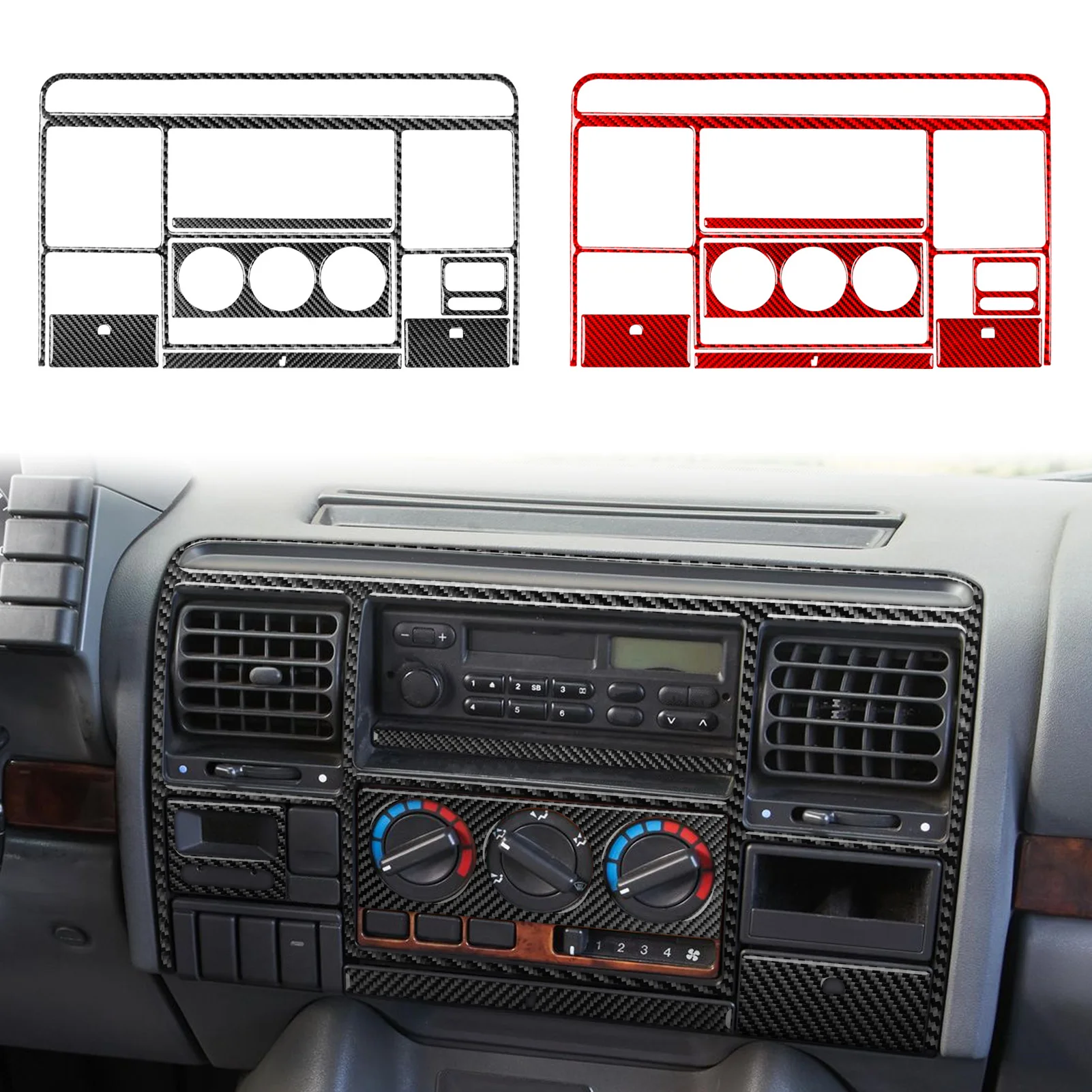 Red Carbon Fiber Console Trim Panel Kit For Land Rover Discovery 1994-2004 Car Interior Decorative Set (7pcs)