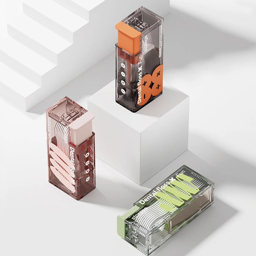 

Automatic Eject Dental Floss Dispenser Box With 10Pcs Disposable Floss Press-on Disposable Flossing Tool