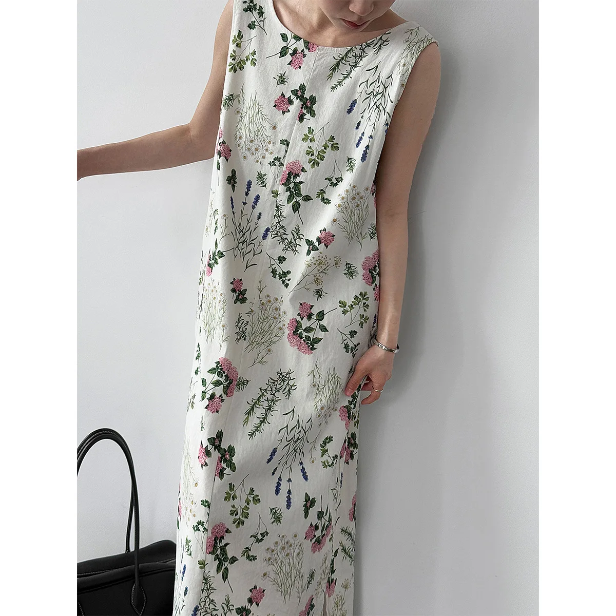 Gonna gilet floreale senza schienale dal design in stile francese, gonna lunga gilet temperamento stile vacanza nuovo stile estivo