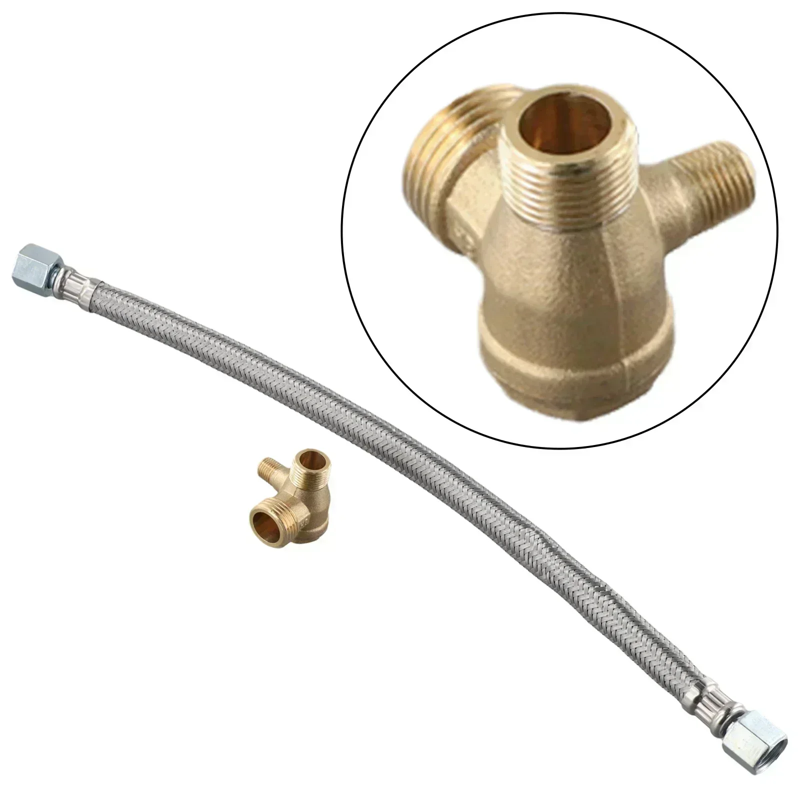 2023 Air Compressor Parts New Air Compressor Brass 20x16x10mm 2pcs 3-Port Brass 400mm Intake Tube Connection Pipe
