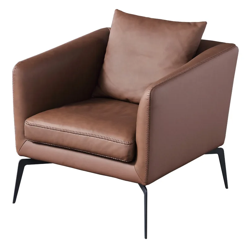

Single sofa light luxury modern simple living room Nordic leather leisure chair Italian style designer