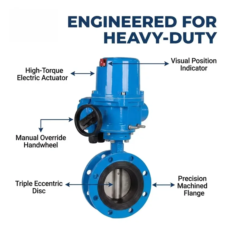 Long Lasting Sealing Structure Proof for Multiple Industrial Media Electric Actuator Flanged Butterfly Valve