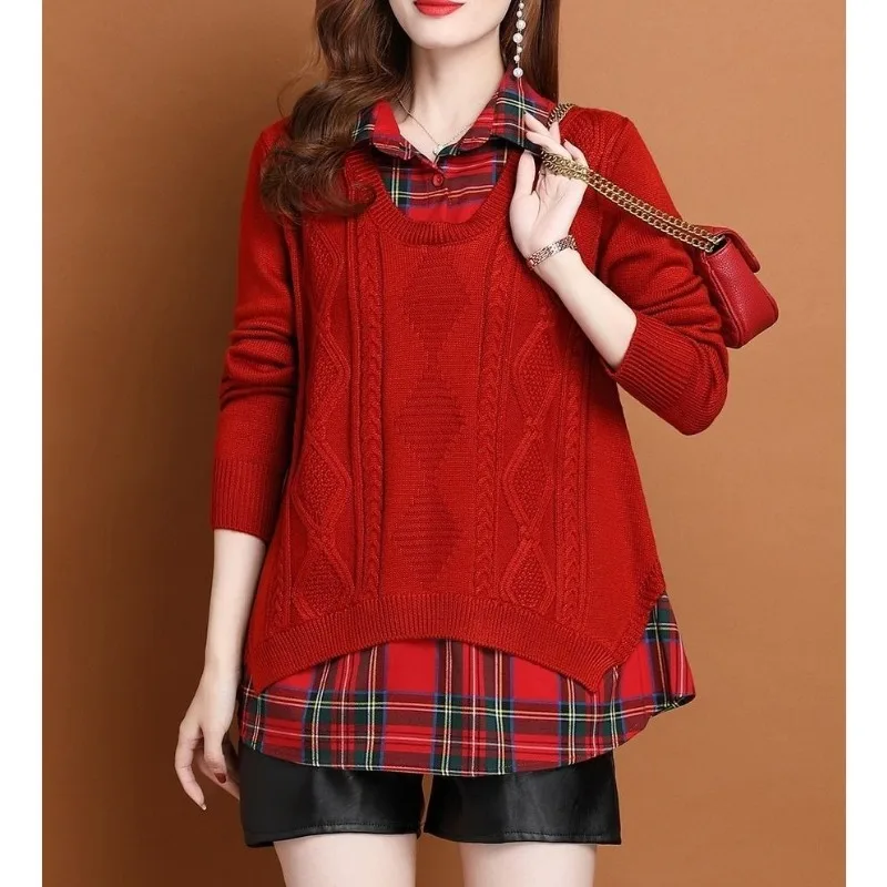 Spring and Autumn Women The Hood Polo Captain Long Sleeves Striped Button Asymmetrical Office Lady Fashion Casual Sweaters Tops