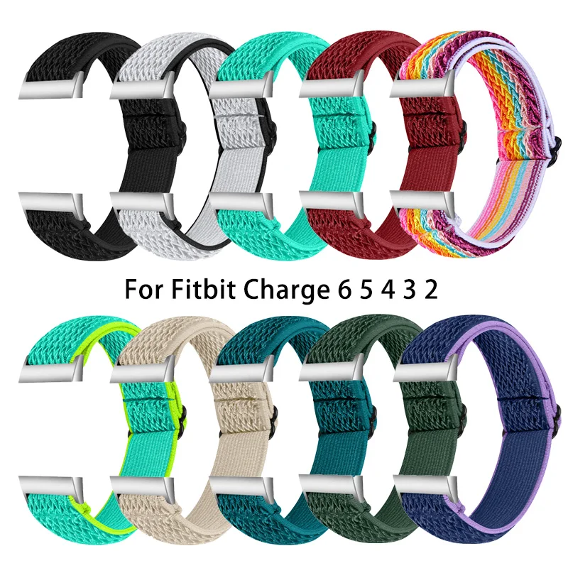 Elastic band for Fitbit charge 6 5 4 3 2 smart watch Women Men Woven adjustable Bracelet strap for fitbit charge 4 3 accessories