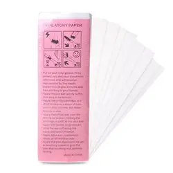 Tiras de cera de depilação para rosto e corpo, depiladora de cera depilatória, papel não tecido, cartucho roll-on, 100 pcs