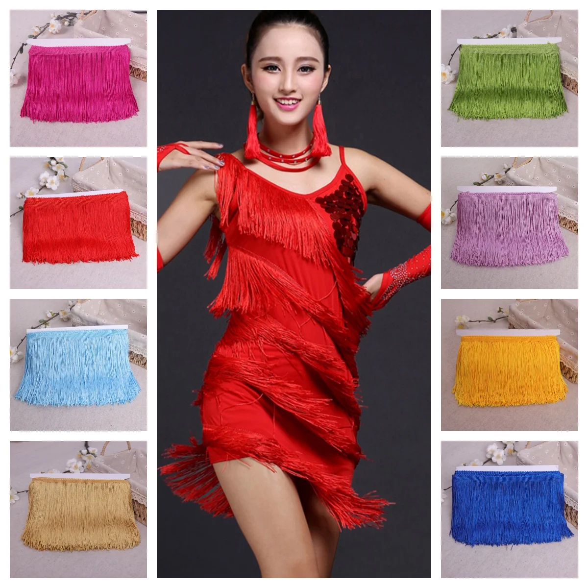 10 Yards 15cm-20cm Dye Lace Sewing Fabric Latin Tassels Fringes Needlework Clothes Decor Sewing Dance Dress Trimmings Stitching