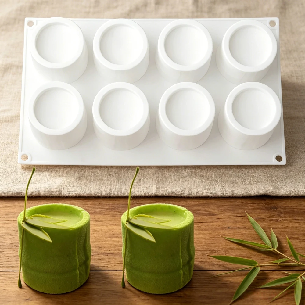 8 Cavity Bamboo Joint Silicone Mold Chinese Style Mousse Cake Chocolate Pudding Mould DIY Bamboo Candle Squishy Toy Making Tools
