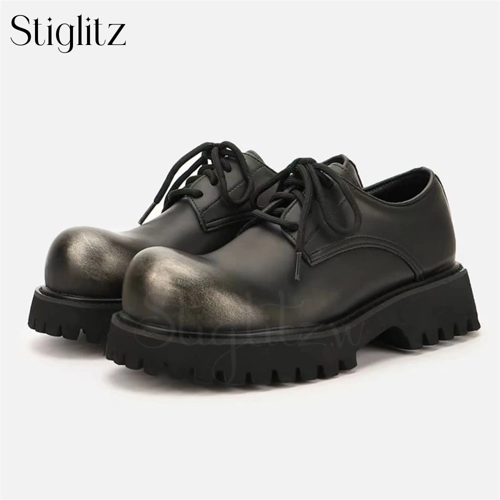 

Polished Black Leather Shoes for Men Novelty Designer Style Derby Shoes Fashion Style Comfortable Daily Footwear Casual Shoes