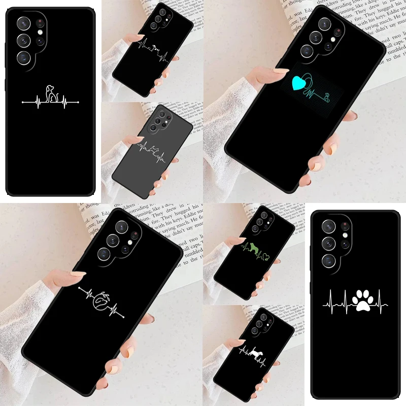 Love dogs heartbeat Cell Phone Case for Samsung Galaxy S26 Ultra S25 S24 S23 S22 S21 S20 Note10 Cover
