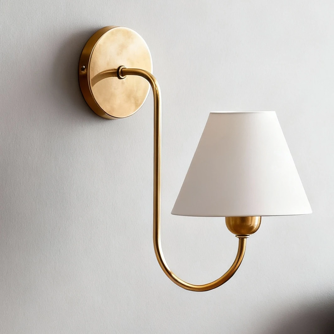 

American Brass Wall Lamp All Copper Fabric Cloth Wall Lamp Living Room Dining Room Bedside Bedroom Lamp Reading Light
