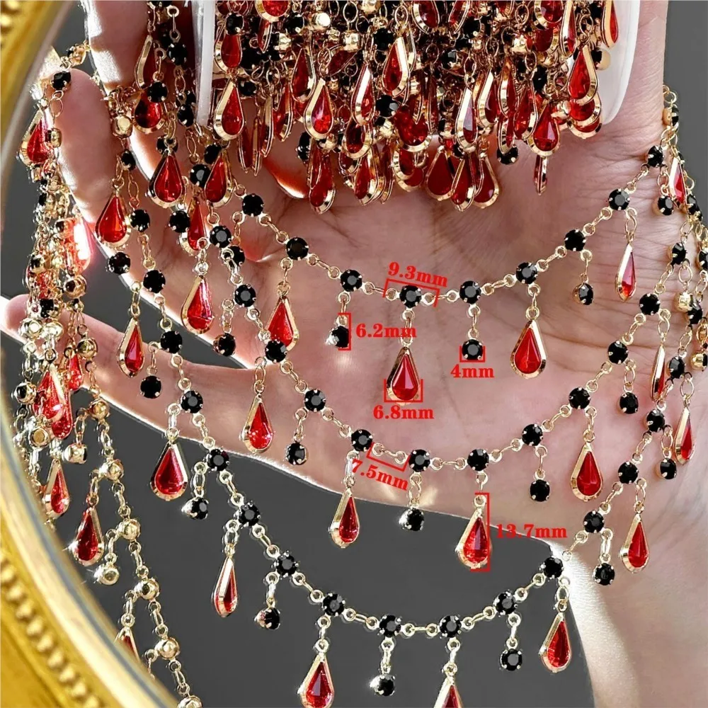0.5/1m Teardrop Rhinestone Tassel Handmade Chain DIY Necklace Bracelet Women Jewelry Making Accessories Clothing Materials Craft view 3