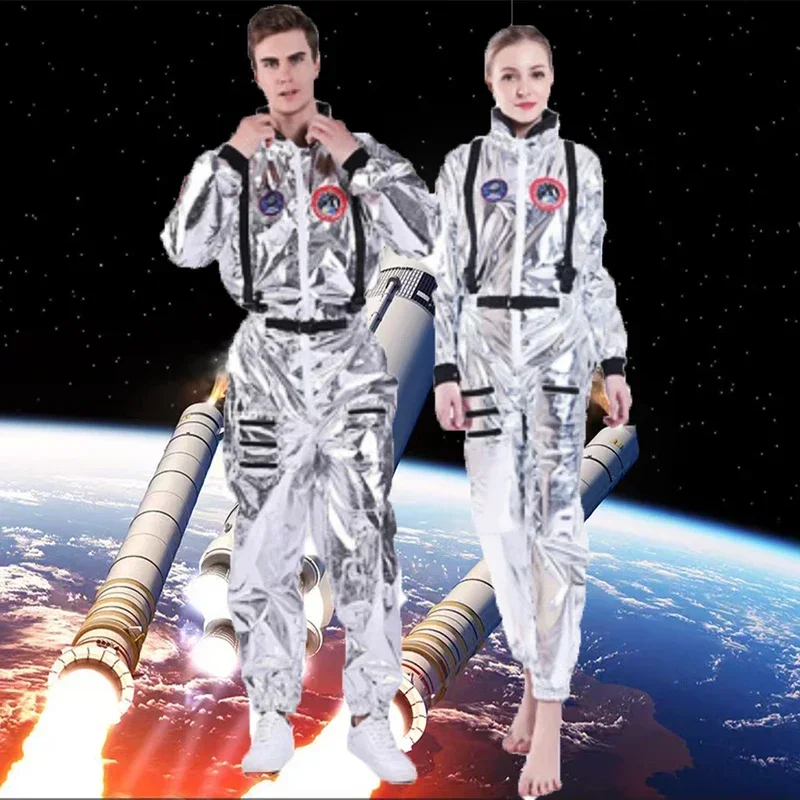 SN66 Bambini adulti Astronauta Argento Astronauta Costume Cosplay Spazio Vestito Uomo Donna Tuta Halloween Carnevale Party Dress U2 @ w $