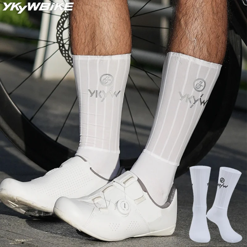 

YKYWBIKE 2025 велосипедные носки широкие аэродинамические спортивные носки в 3D полоску профессиональные гоночные светоотражающие дорожные велосипедные носки MTB на открытом воздухе