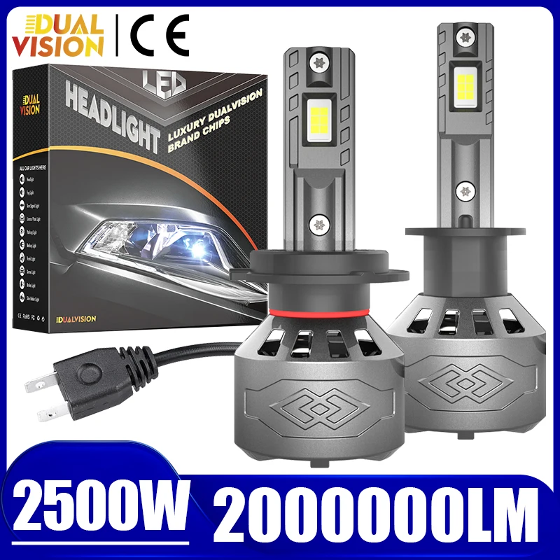 

Dualvision H4 H7 Светодиодные автомобильные фары Plug&Play высокой мощности 2000000LM 2500W H1 H3 H11 H8 H9 HB3 HB4 9005 9006 9012 HIR2 Лампы накаливания