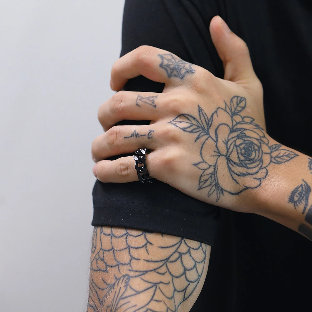 Punk-Kettenring aus Edelstahl, Minimalistischer Unisex-Paarring, Modisches Statement-Schmuckstück, Geschenkidee – Detail 7