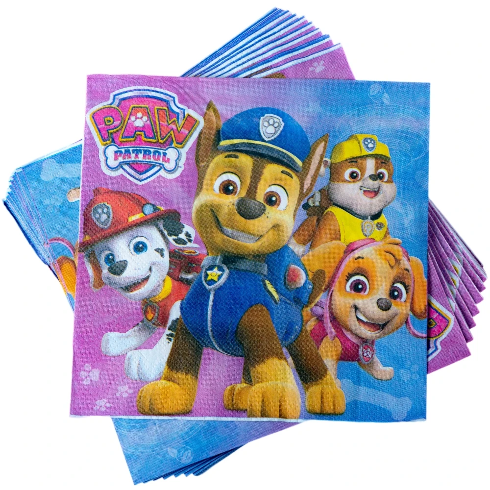 새로운 Paw Patrol 식기 개 파티 장식 컵 플레이트 냅킨 어린이를위한 일회용 식기 종이 컵 홀더 선물 완구