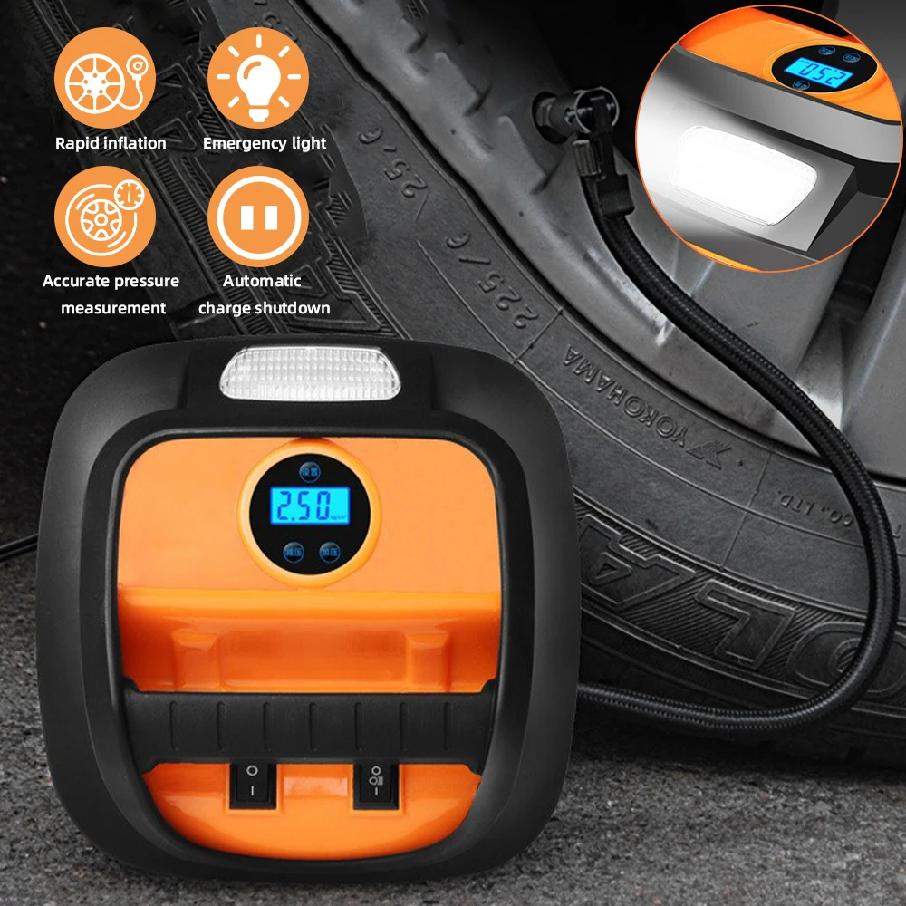 Portable air pump, digital display, car air pump, small car, portable multi-function 12v air pump, car pump