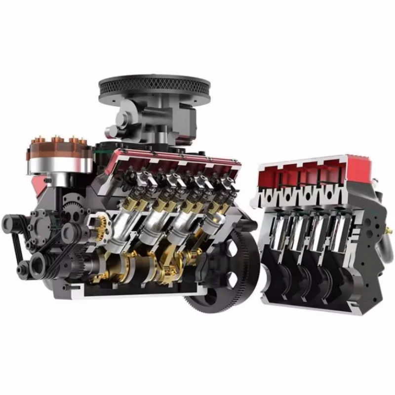 TOYAN V8 Gas 4 Stroke Engine 28cc Water Cooled Version Engine Model Kit FS-V800WGPC Overhead Valve DIY Assembly Kit