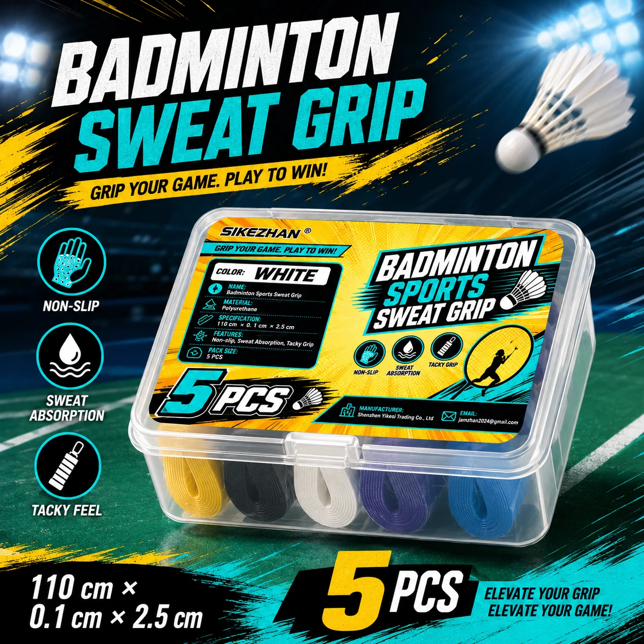 Badminton Grip - SIKEZHAN 5PCS Badminton Overgrip Sweat Absorbing