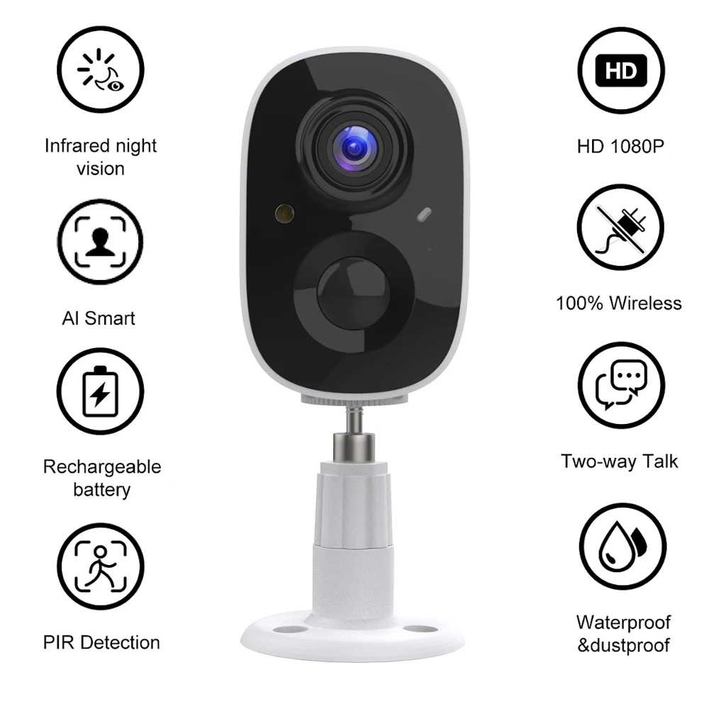 CPVAN IP Camera HD 1080P 2.4G WiFi Wireless Outdoor CCTV Surveillance Camera Waterproof AI Smart Night Vision Video Monitoring