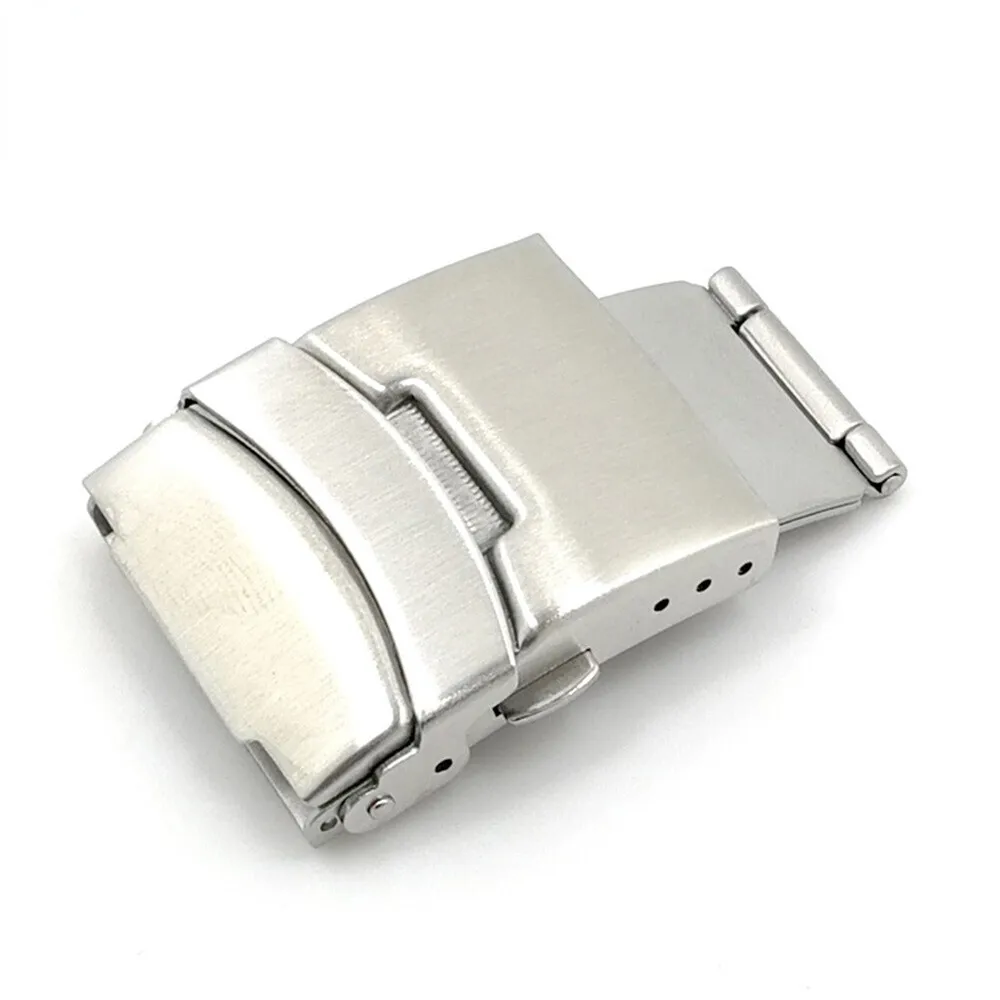 16mm 18mm 20mm 22mm 24mm Stainless Steel Watch Band Pin Buckle for Watch Folding Buckle Double Press Silver Watch Accessories