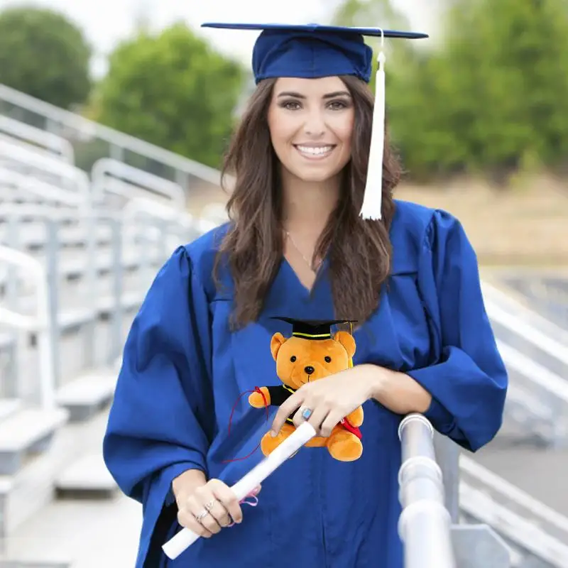 Graduation Bear Stuffed Plushie Animal Doll Cute Brown Bear Graduation Commemorative For Adults Family Friends Kids Girls Boys