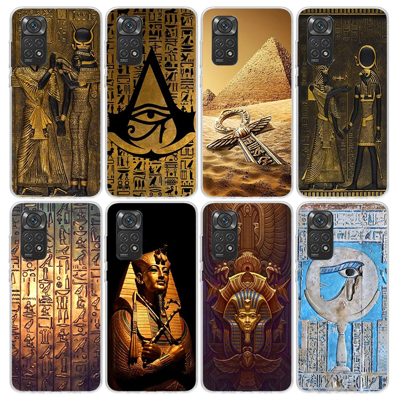 Egypt Nefertiti Anubis Ankh Pharaoh Phone Case For Xiaomi Redmi Note 13 12S 12 11S 11 10S 10 Cover 11E 11T Pro Plus 9 9S 9T 8 8T