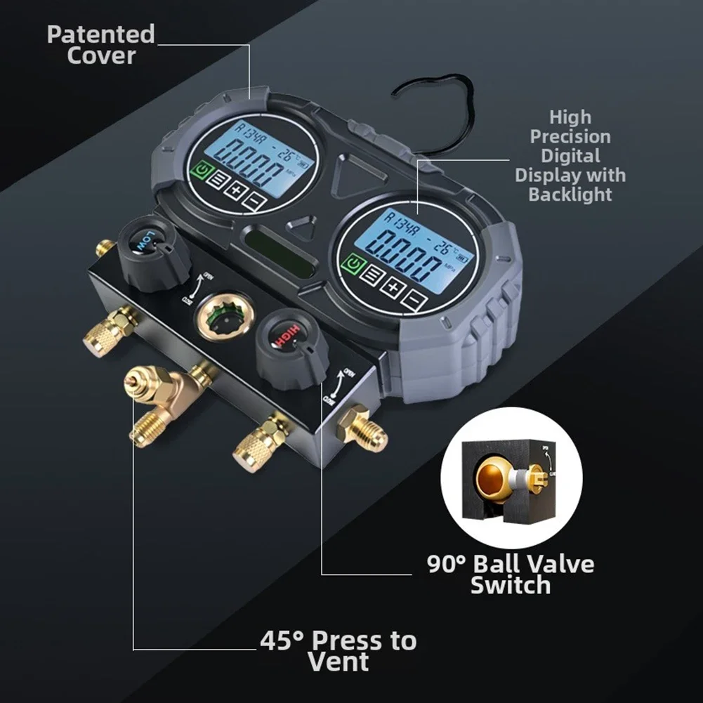 Electronic Manifold Pressure Gauge for Air Conditioning Systems 0-6000 KPa Range Compatible with R134A R410A R32 R22