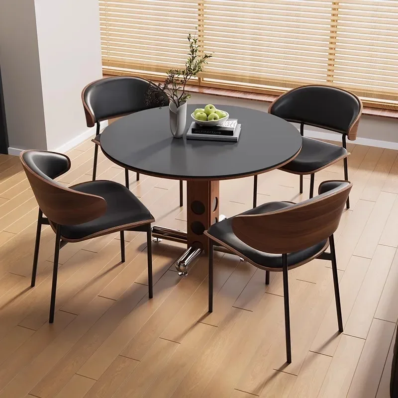 

Wooden Sedentary Dining Table Corner Console Design Round Dining Table Modern Corner Simple Mesa Para Cocina Kitchen Furniture