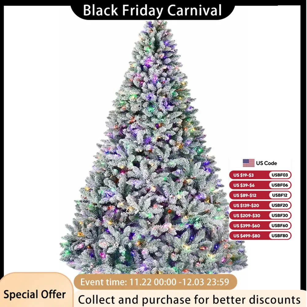 6.5FT Christmas Tree with 250 Color Changing LED Lights, Pine Cones and Berries, 1032 Tips, Metal Brackets and Hinged Branches