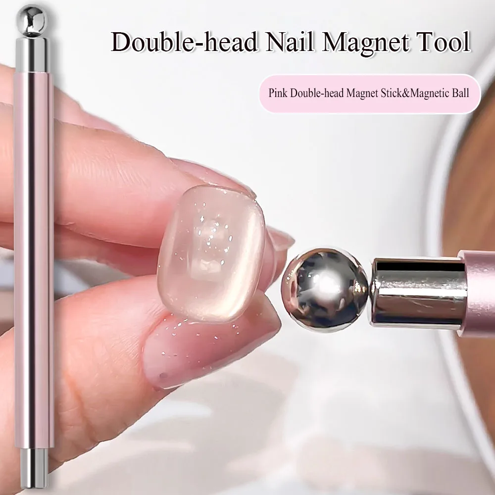

Pale Pink Cat Eye Magnetic Stick With Steel Ball Set Aluminum Handle Cylindrical UV Gel Magnet Tools For DIY Salon or Daily Use