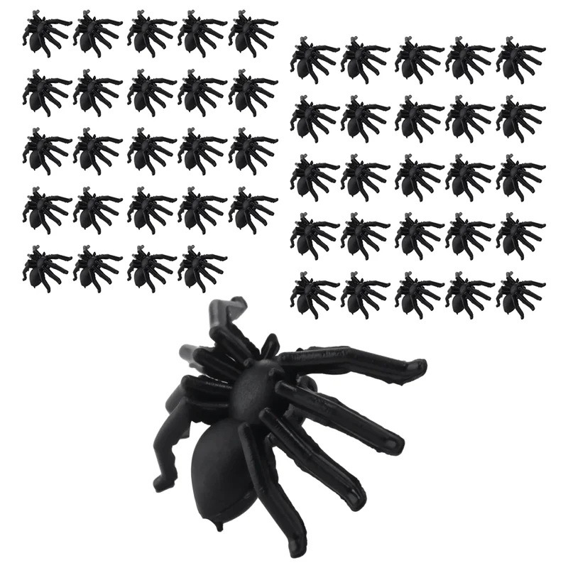 -A15I 50X Plastic Black Spider Trick Toy Halloween Haunted House Prop Decor